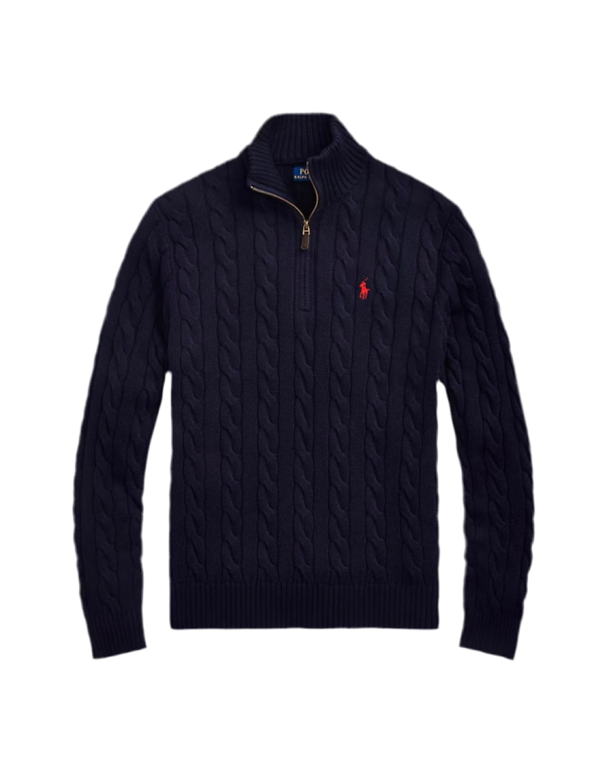 Cable Knit QuarterZip Sweater Navy blue