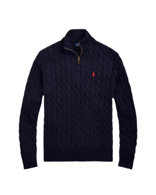 Cable Knit QuarterZip Sweater